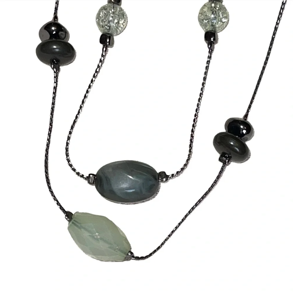 Double stranded designer necklace with multi faceted stones in euc